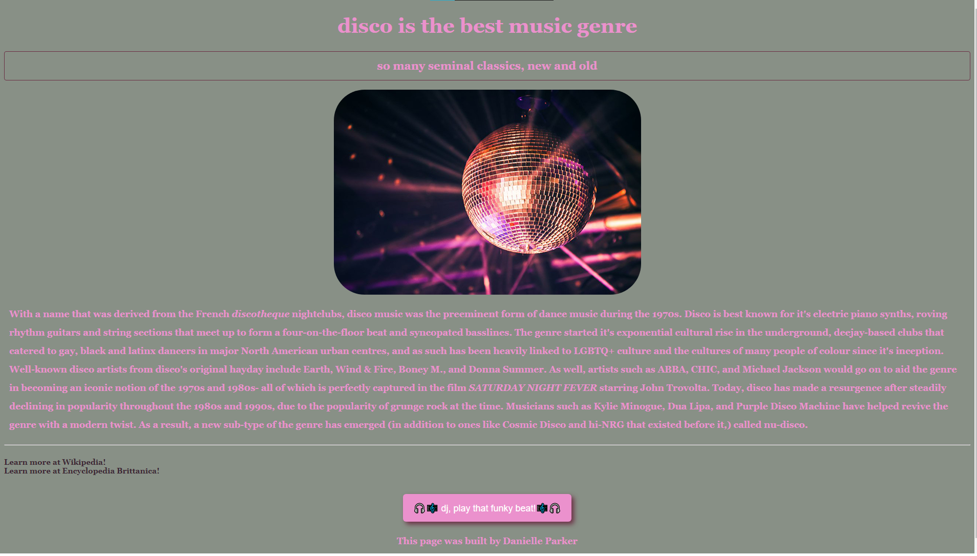 SheCodes Basic Disco Project